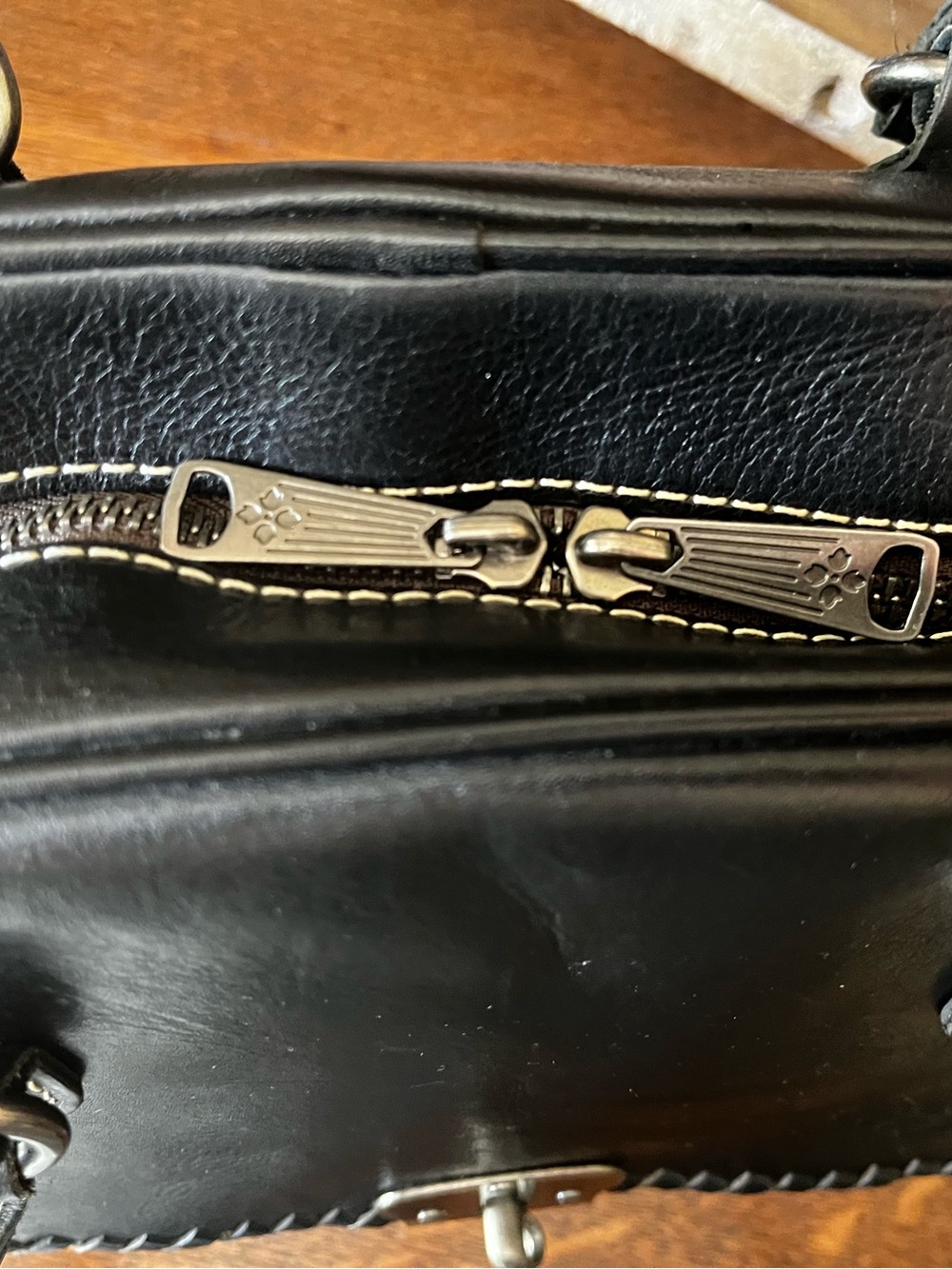 Patricia Nash Kavala Black Leather Whipstitch Satchel - Picture 7 of 12